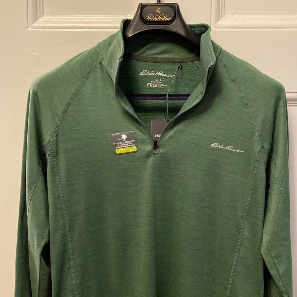 Eddie Bauer “Dark Ivy” green quarter zip UPF 50 top - size S - Picture 2 of 10